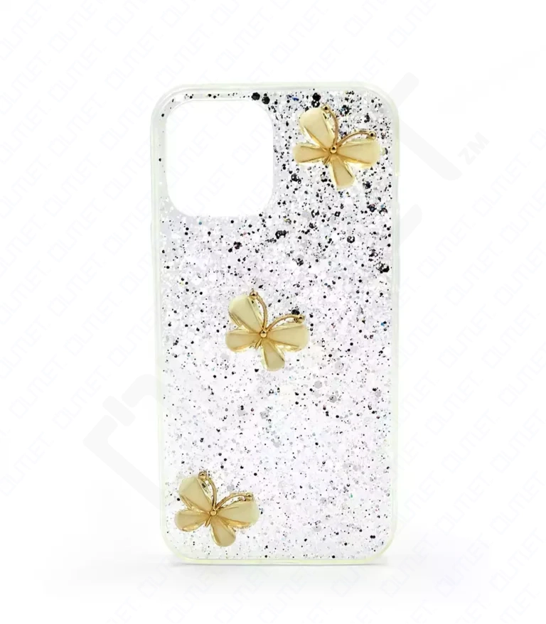 Monkii 3D Golden Butterfly & Embedded Glitter iPhone Case