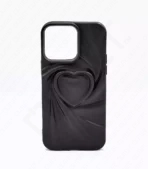 Monkii Flowing Swirl Heart Textured Minimalist iPhone Case - Black