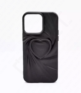 Monkii Flowing Swirl Heart Textured Minimalist iPhone Case - Black