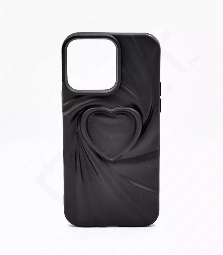 Monkii Flowing Swirl Heart Textured Minimalist iPhone Case - Black