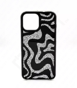 Monkii Shimmering Glitter Water Wave Patterned iPhone Case - Black
