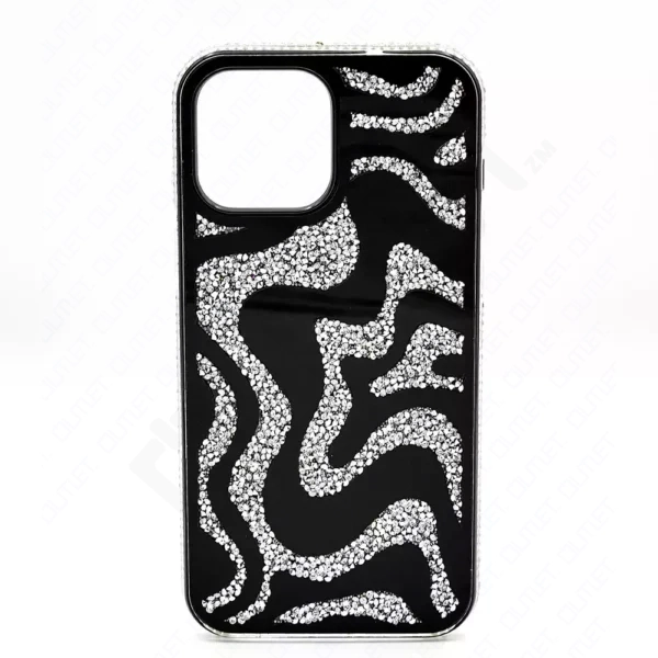 Monkii Shimmering Glitter Water Wave Patterned iPhone Case - Black