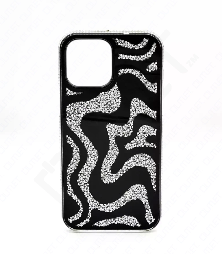 Monkii Shimmering Glitter Water Wave Patterned iPhone Case - Black