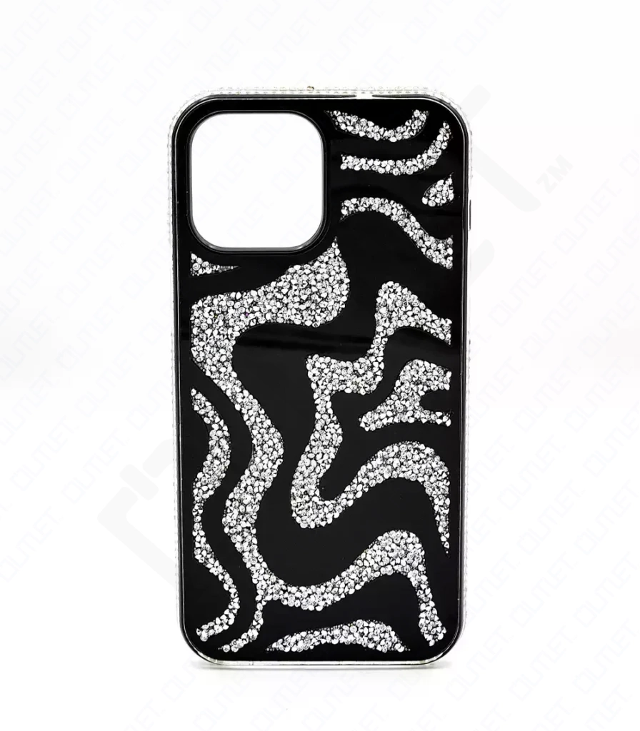 Monkii Shimmering Glitter Water Wave Patterned iPhone Case - Black