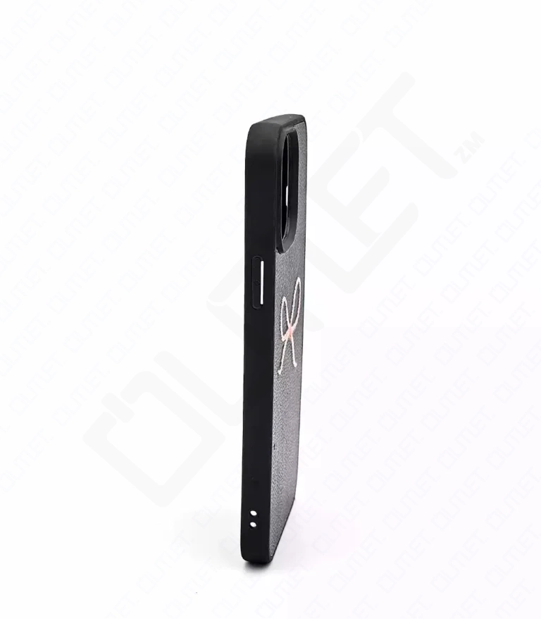 Monkii Leather-Textured with 3D Pink Bow iPhone Case - Black