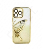 Monkii 3D Butterfly with Liquid Glitter iPhone Case - Gold