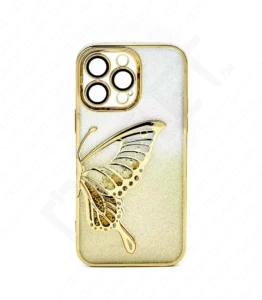 Monkii 3D Butterfly with Liquid Glitter iPhone Case - Gold