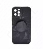 Monkii Textured Glossy Leaf Pattern iPhone Case - Black