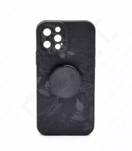 Monkii Textured Glossy Leaf Pattern iPhone Case - Black