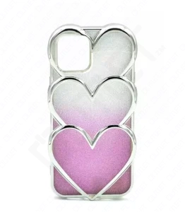 Monkii Tri-Heart Design Gradient Patterned iPhone Case - Pink