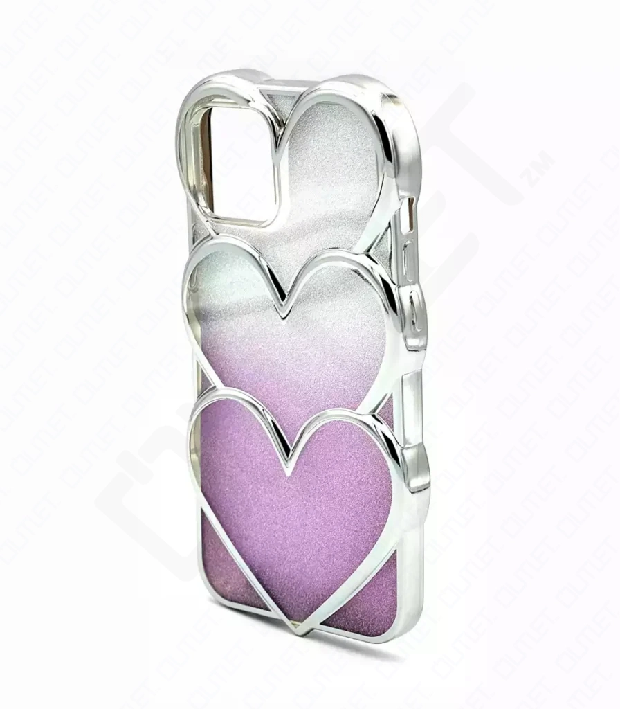 Monkii Tri-Heart Design Gradient Patterned iPhone Case - Pink