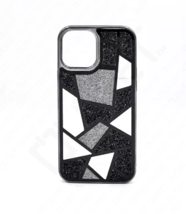 Monkii Mosaic Glitter & Mirror Design iPhone Case - Black