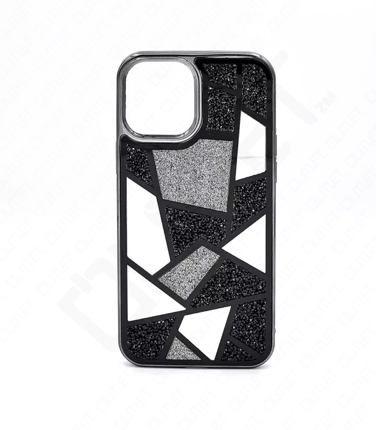 Monkii Mosaic Glitter & Mirror Design iPhone Case - Black