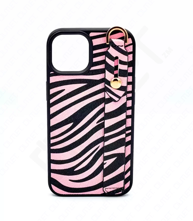 Monkii Chic Zebra Print iPhone Case with Strap Stand - Pink