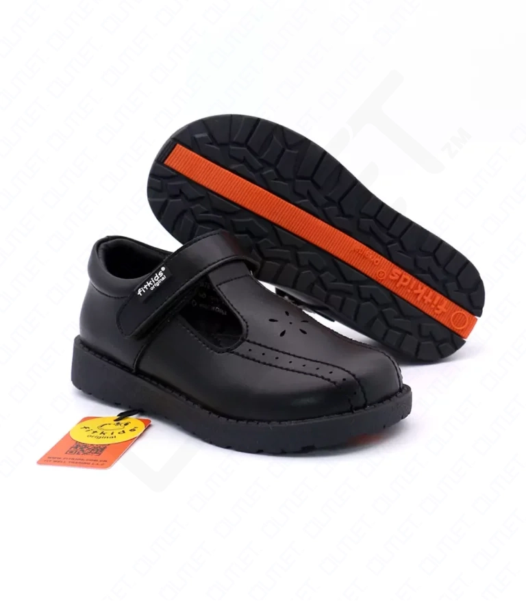 FitKids Original 19191A Black Genuine Leather Girls Shoes