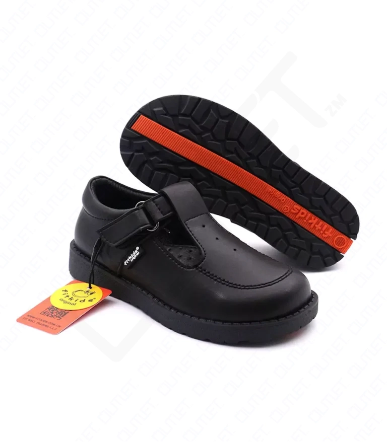 FitKids Original 90584 Black Genuine Leather Girls Shoes