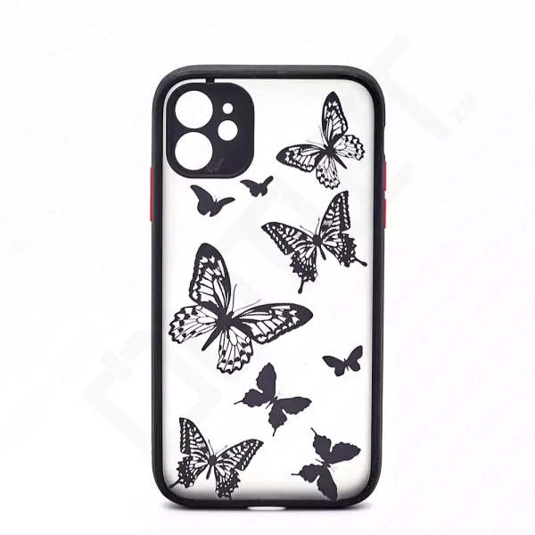 Monkii Frosted Minimalist Butterfly Pattern Case - Black