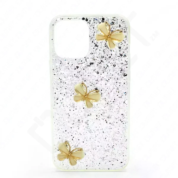 Monkii 3D Golden Butterfly & Embedded Glitter iPhone Case