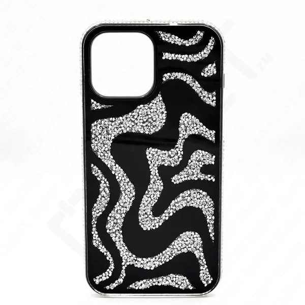 Monkii Shimmering Glitter Water Wave Patterned iPhone Case - Black