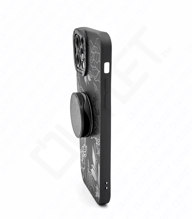 Monkii Textured Glossy Leaf Pattern iPhone Case - Black