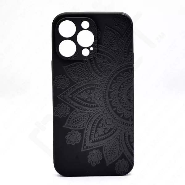Monkii Embossed Subtle Textured Mandala iPhone Case - Black