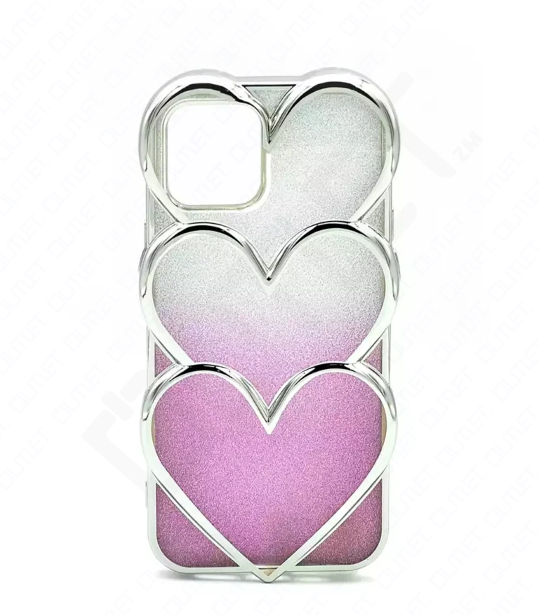 Monkii Tri-Heart Design Gradient Patterned iPhone Case - Pink