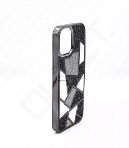 Monkii Mosaic Glitter & Mirror Design iPhone Case - Black