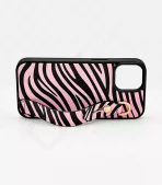Monkii Chic Zebra Print iPhone Case with Strap Stand - Pink
