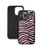 Monkii Chic Zebra Print iPhone Case with Strap Stand - Pink