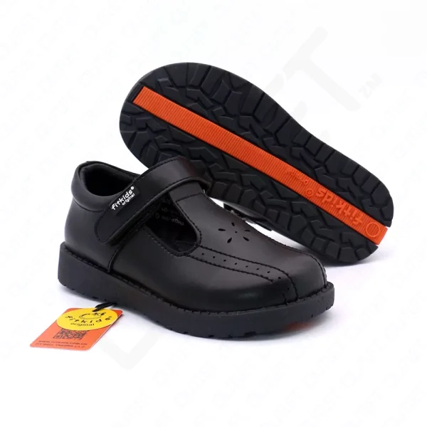 FitKids Original 19191A Black Genuine Leather Girls Shoes
