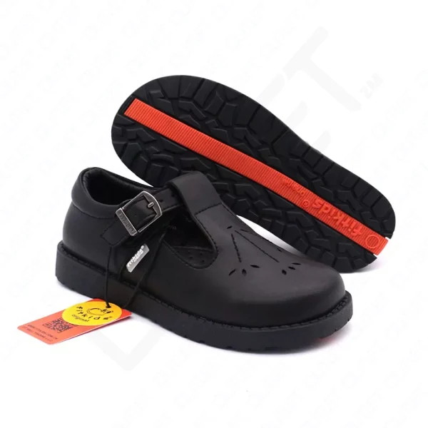 FitKids Original 90610 Black Genuine Leather Girls School Shoes