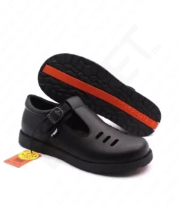 FitKids Original C101 Black Genuine Leather T-Bar Girls Shoes