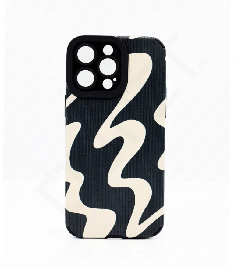 Monkii Black & Cream Abstract Wave Textured iPhone Case