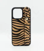 Monkii Chic Zebra Print iPhone Case with Strap Stand - Brown
