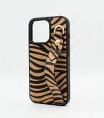 Monkii Chic Zebra Print iPhone Case with Strap Stand - Brown